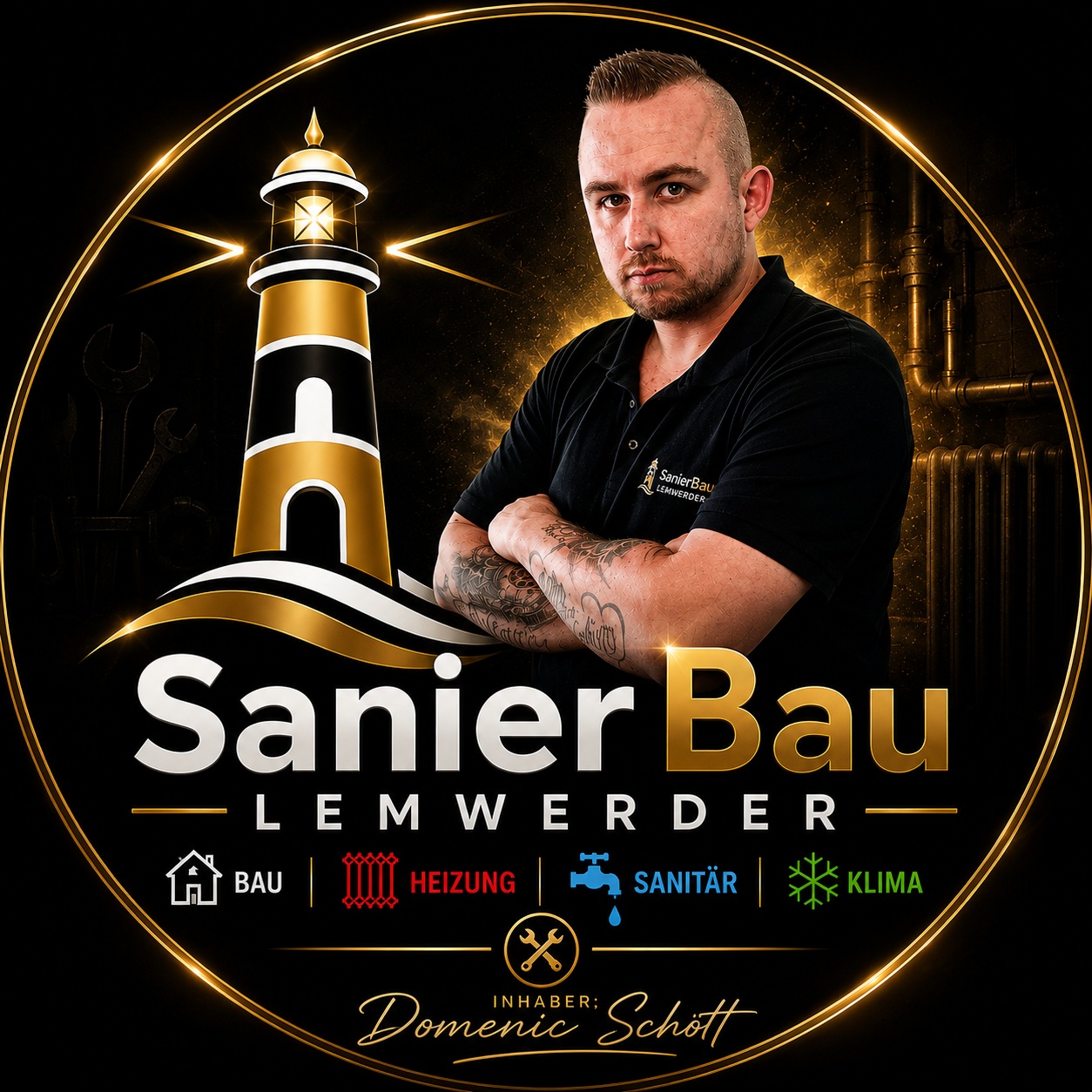 SanierBau Lemwerder – Logo mit Leuchtturm